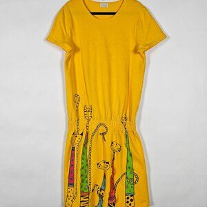 Vintage Cite Maxi Crazy Cat Lady Cute Colorful Womens One Size Yellow Dress